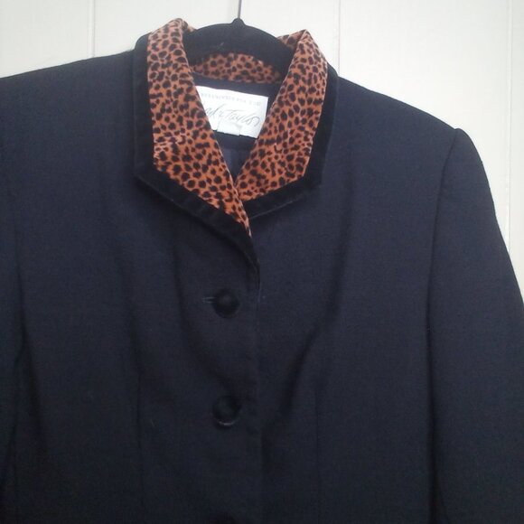 Lord & Taylor Jacket Blazer 8 Wool Animal Print Black - Picture 10 of 15